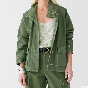 Funnelneck field jacket in heavyweight twill